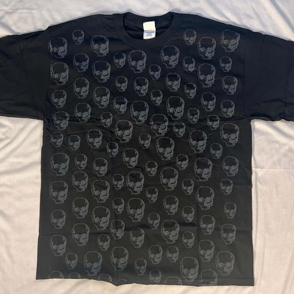 Vintage Tennessee River Skull All Over Print T-Shirt Black XL Y2K Grunge